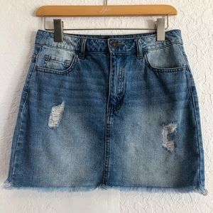 Distressed Denim Skirt